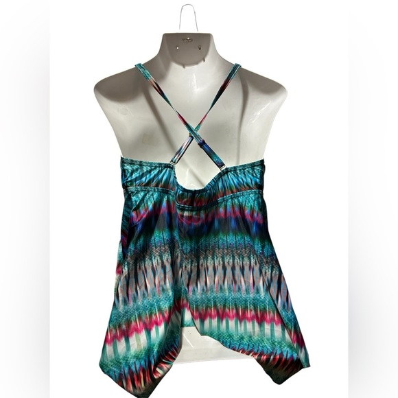 Swimsuits For All Tropiculture Women’s Multicolor V-Neck Flowy Tankini Top 16 - Picture 3 of 16